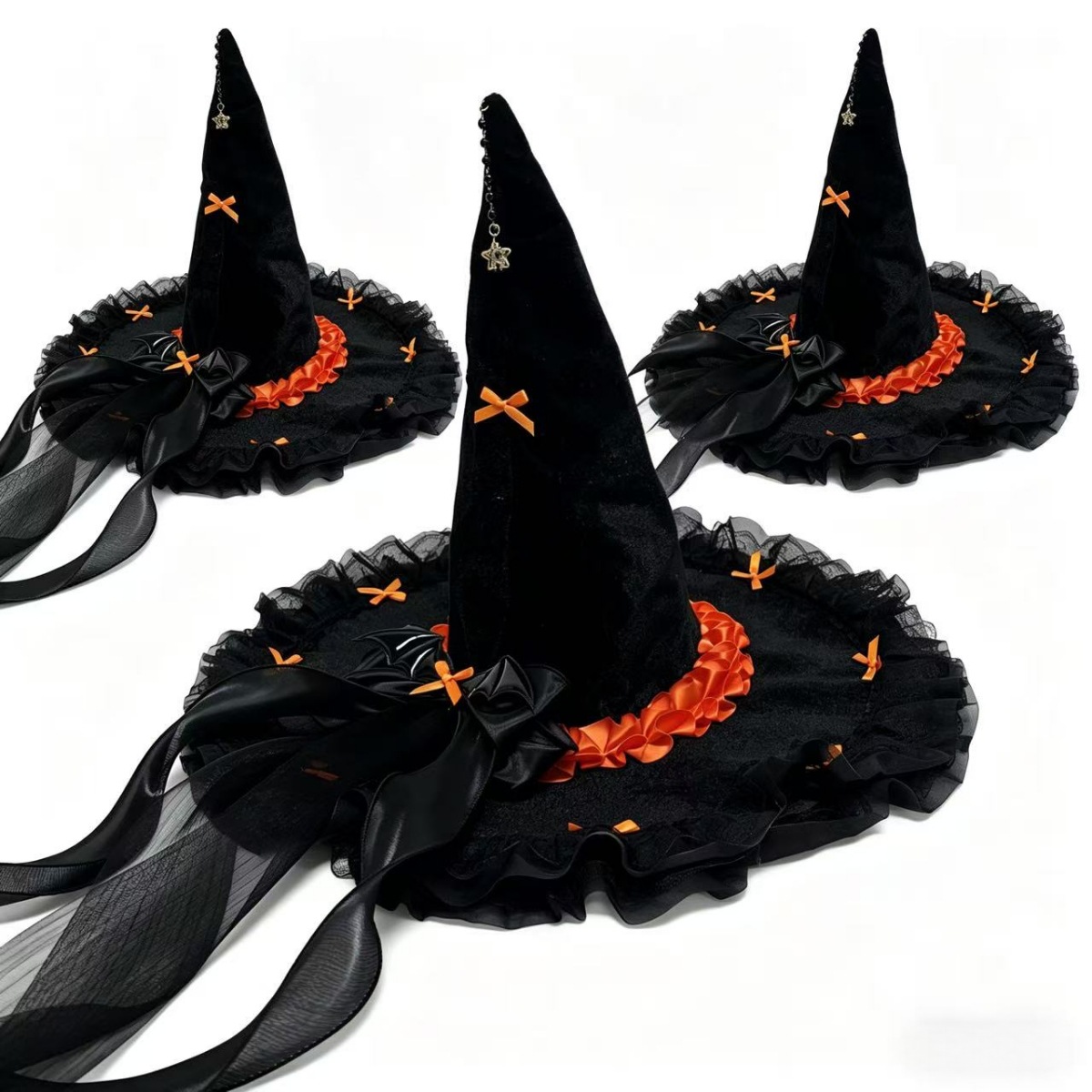 Halloween Witch Hat Wizard Hat Gothic Dark Bowknot Costume Cosplay Witch Hat Head Accessory