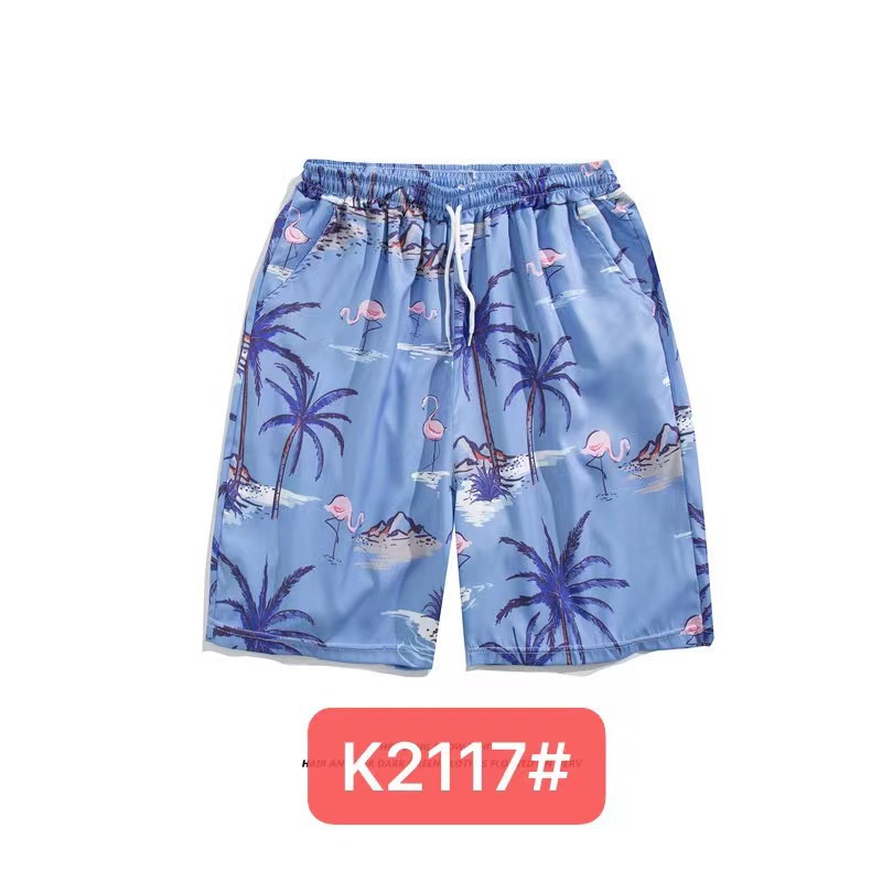 Pantalones de playa de los hombres retro de la pareja Vacaciones de aguas termales anti-vergüenza quinto pantalones ropa exterior pantalones cortos de playa de verano hombres