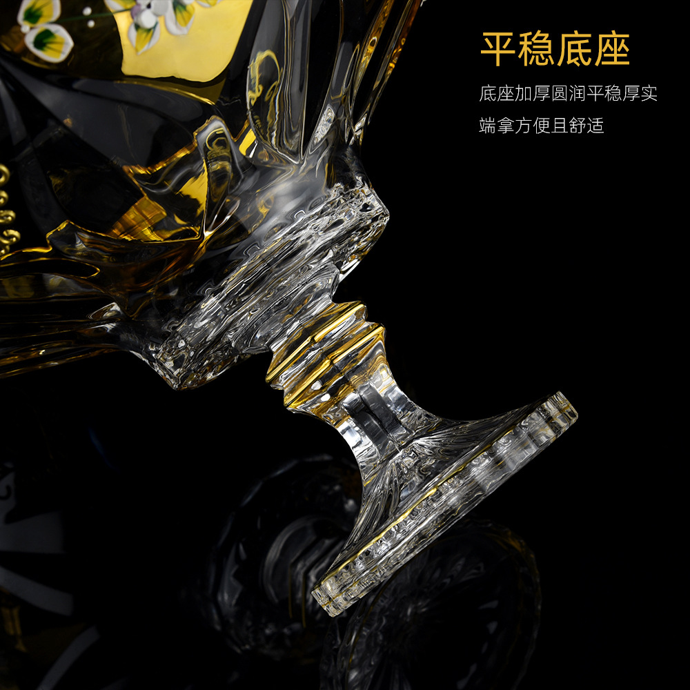 捷克工艺镀金珐琅水晶玻璃果盘 创意现代客厅水果盘 欧式结婚礼物