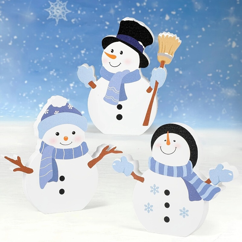 クロスボーダー新製品 3 ピース クリスマス 小さな雪だるま かわいい漫画の装飾品|undefined