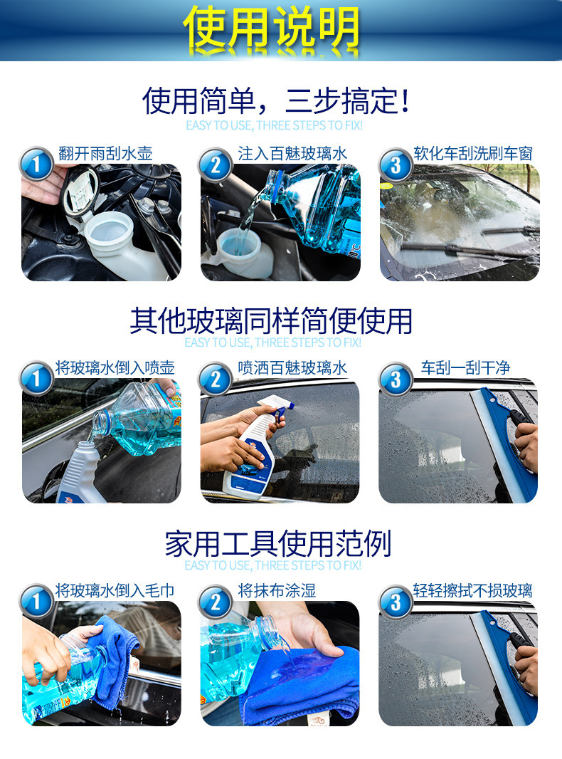 Antifreeze Glass Cleaner for Cars, Powerful Stain and Oil Film Remover, Specialized for Winter Use at Temperatures Below -40, Wiper Fluid
