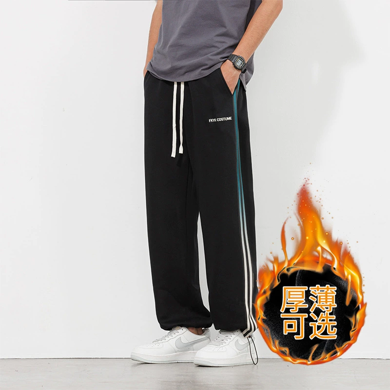 Брюки для мужчин 2024 новый весенний и осенний свободный прямой повседневные брюки летние тонкие американские полоски спортивные брюки