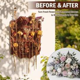 波浪木质干花挂架客厅卧室墙面装饰花插花店干花收纳展示置物架