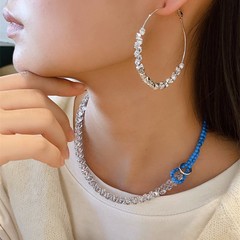 轻奢高级感绿松石锆石拼接项链重工时尚锁骨链气质套装小众设计感
