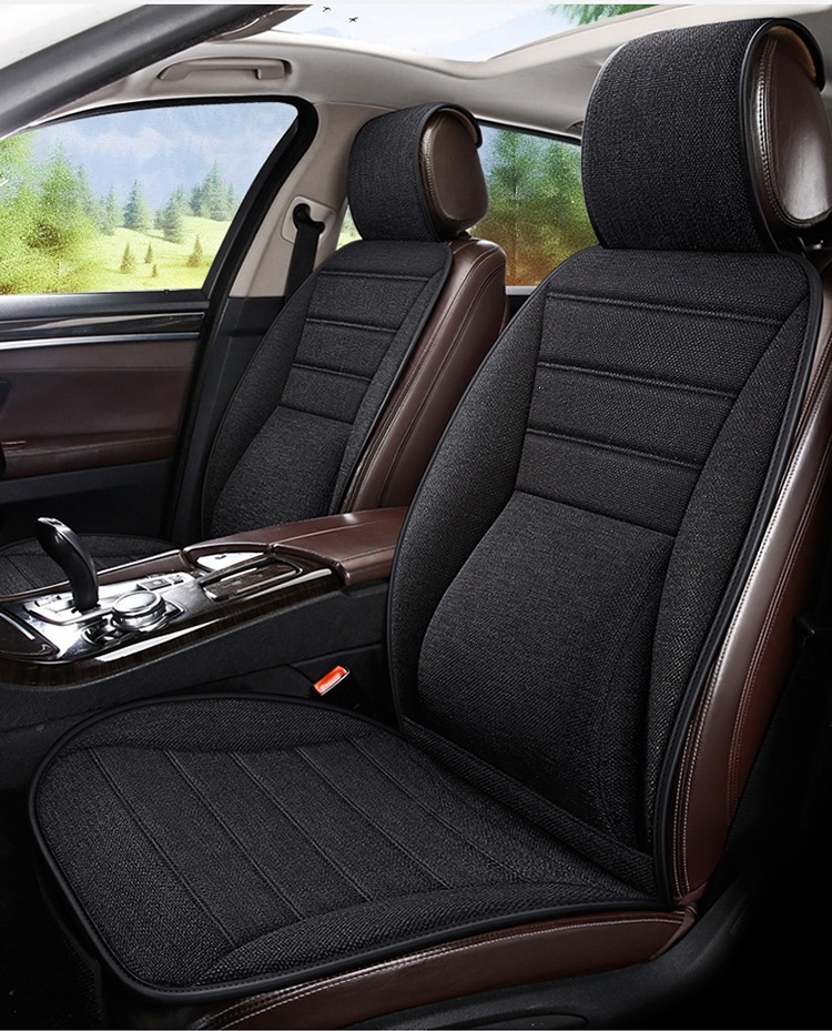 New Linen Large Lumbar Support Cushion, Breathable Fabric for All Seasons, Slim Waist Design, Five-Seater Car Seat Cover, Non-Slip Linen Seat Cushion