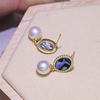 DIY accessories s925 sterling silver retro abalone shell earrings earrings Empty half -finished earrings silver support materials