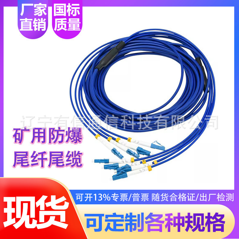 6-core Mining Tail CaBle MGXTSV-6B1/SC/LC/FC Round Square Head Coal Mine with Flame Retardant and Explosion-proof Pigtail CaBle