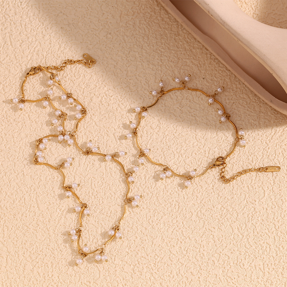 Pearl Stainless Steel Necklace Anklet