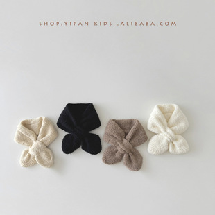 Yipan Korean Kidsren's Scarf Autumn and Winter 2025 New Candy Color Warm Pure Color Plush Baby Scarf Wholesale