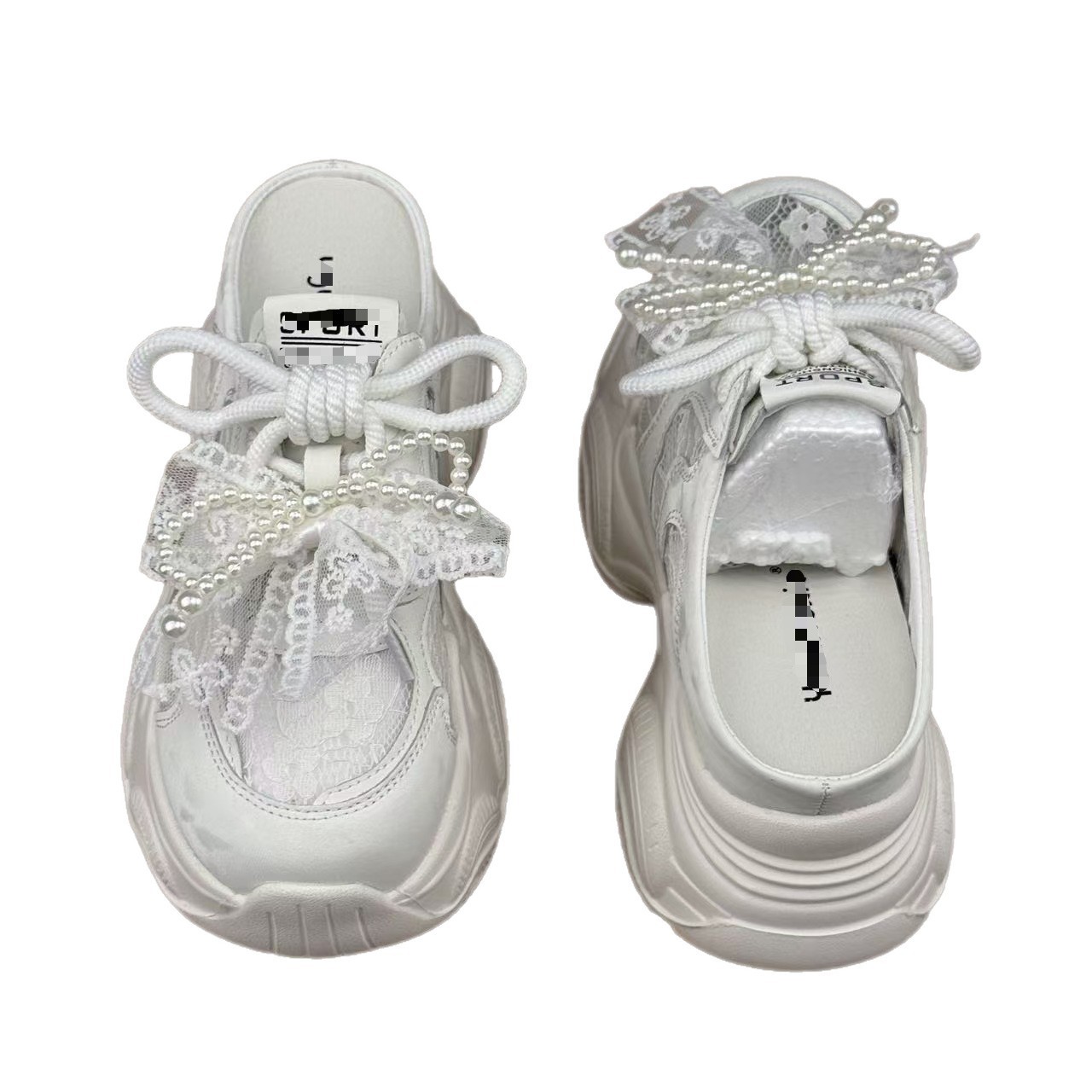 Zapatos de sandalia de alta altura para mujeres 2026 nuevos espaciosos huecos transpirables de malla gruesa de suela pequeña zapatos blancos de Mary Zhen