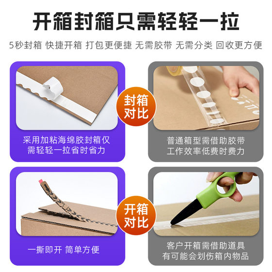 Zipper carton tape-free tear box express beauty makeup electronic skin care products color packaging box a tear plane