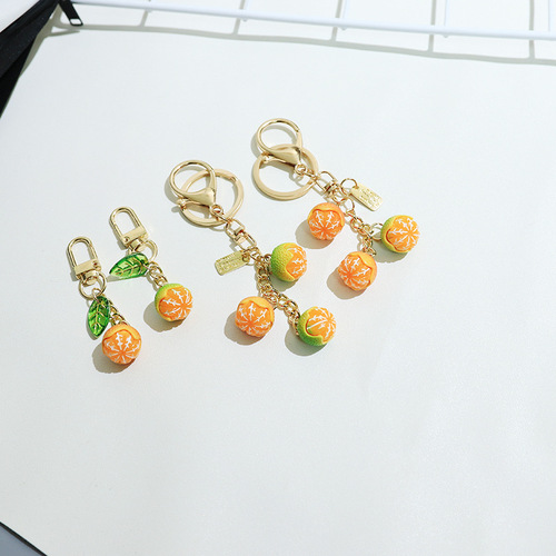 New Simple Orange Keychain, Realistic 3D Orange Ins Earphone Case Phone Case Accessory, Country Style