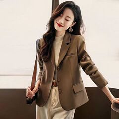 咖色小西装外套女短款小个子2025春秋新款韩版休闲气质小西服上衣