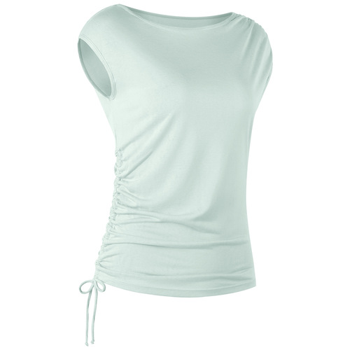 Cool sleeveless yoga T-shirt, high elastic drawstring yoga clothing new product slim sports shirt top for women 2025 summer