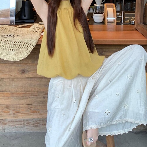 New 2025 Summer Dopamine V-Neck Loose Bouquet Sleeveless Shoulder-Strap Backless Blouse Top for Women - Chic