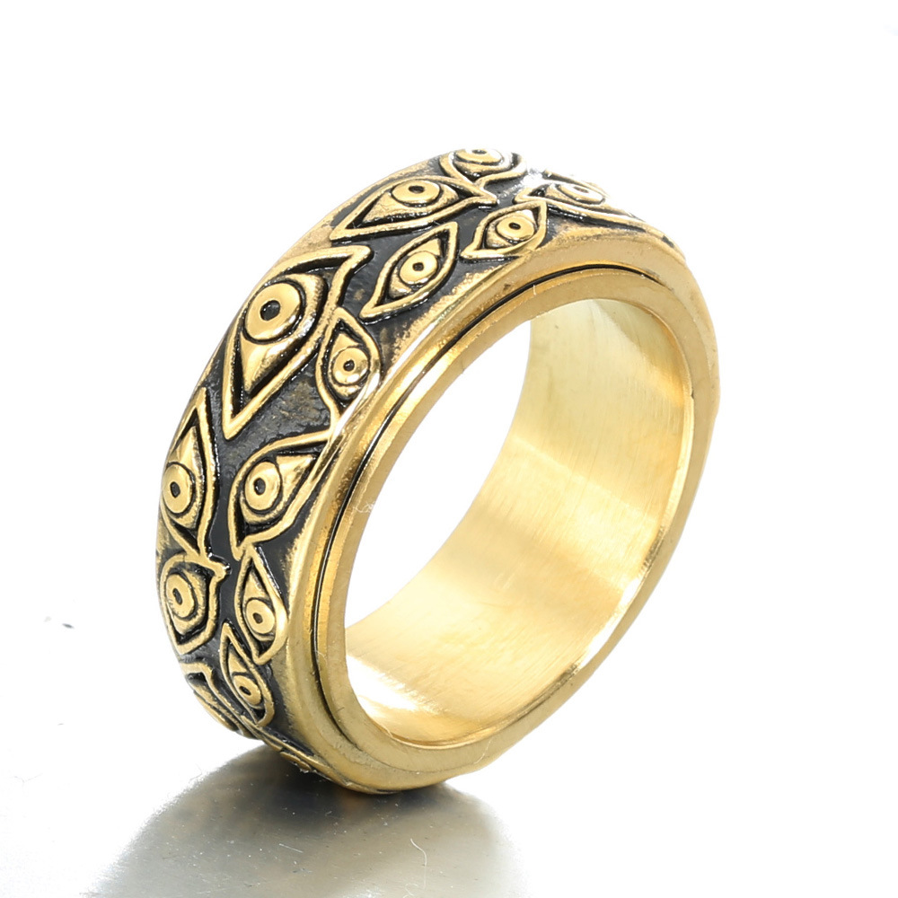 Rings Classification Holiday, Daily Occasion Stainless Steel Material Casual Retro Eye Stainless Steel Polishing Unisex Rings