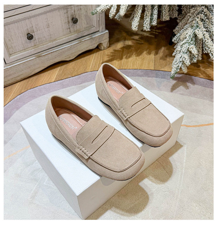 Giày nữ đế mềm tăng chiều cao 5 cm mũi tròn form rộng size lớn — Khaki (toàn dải), Màu mơ (toàn dải), nâu sẫm chi tiết 24