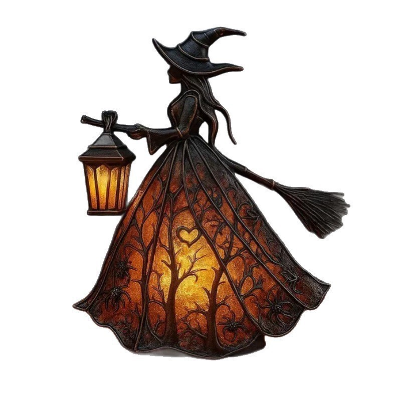 跨境新品万圣节女巫灯Halloween Witch Lamp家居桌面装饰树脂摆件|undefined