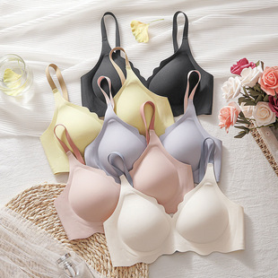 Sports fashion underwear female girl thin bra latex simple U seamless wireless small chest push up bra