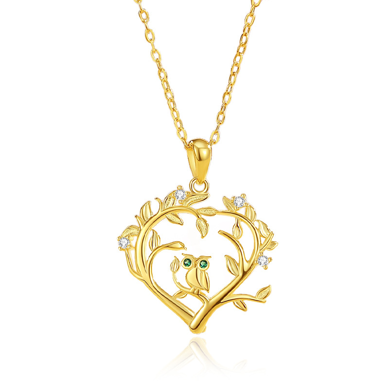 Nuevo collar francés de alta gama europeo y americano, vida femenina, búho, micro-incrustado de circón, personalidad, temperamento, cadena de clavícula