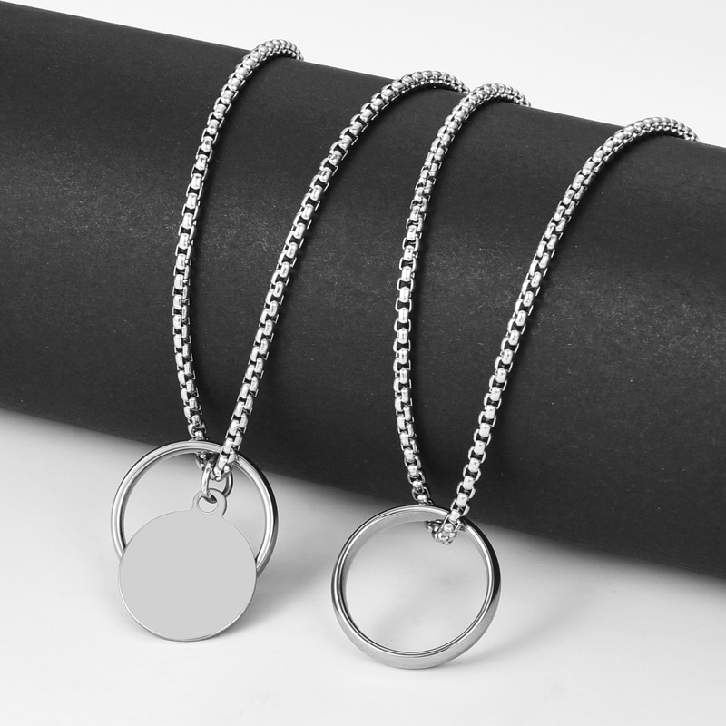 Wang Yibo same necklace for men and women trendy accessories personalized simple all-match stainless steel ring pendant pendant