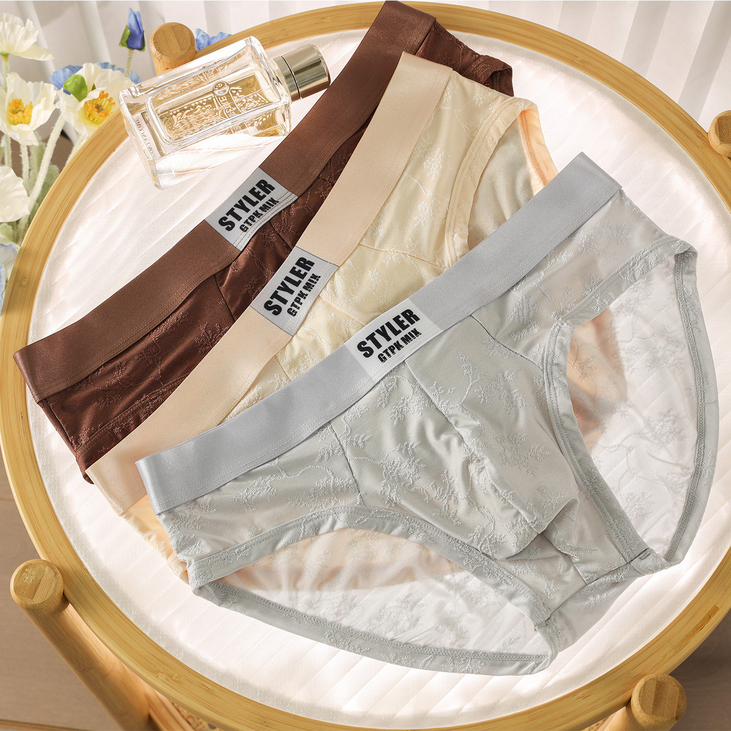 New Men's Ice Silk Briefs, New Chinese Style, Comfortable, Breathable, Trendy, Loose Fit, Large Size, Young Men's Briefs