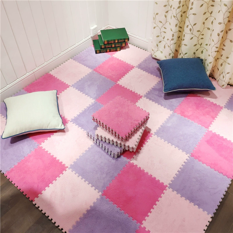 Fleece Carpet Mat, 30×30 cm, Thick Plush Interlocking Tile, Multiple Colors