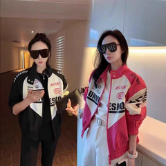 春装女2025年新款爆款美式复古小个子机车服短款玫粉色棒球服初春