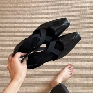 羊皮版~法式复古编织平底单鞋女2025新款绝美一字扣浅口玛丽珍鞋