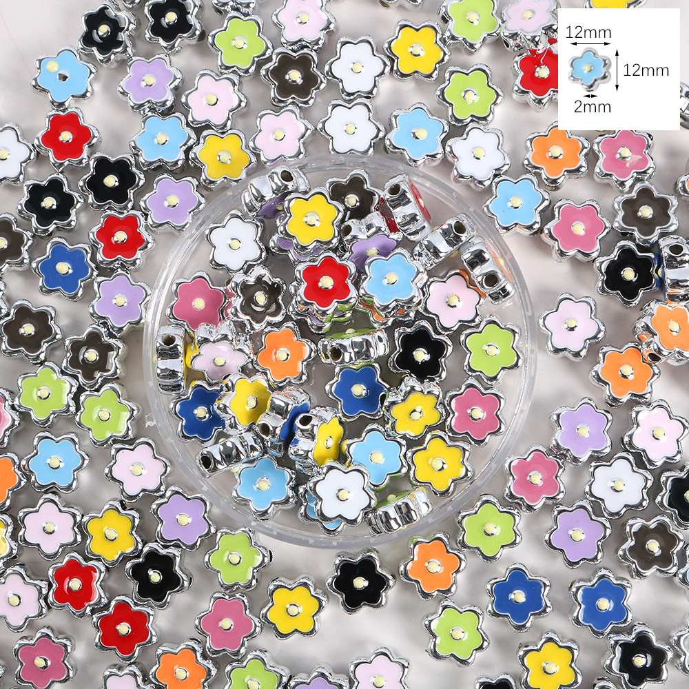 69# bright silver flower beads