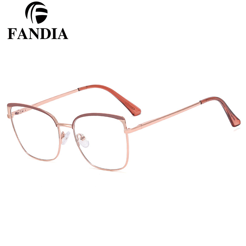 82051 artístico retro gafas de miopía marco hombres y mujeres gafas lisas caja de metal anti-azul gafas de luz con gafas de miopía