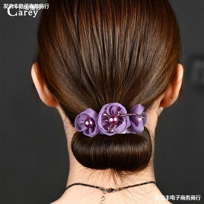 Flaxen Hair Headdress the republic of korea Lazy man Flower fluffy Imitation pearls Dish hair crystal Jewelry Meatball head Artifact