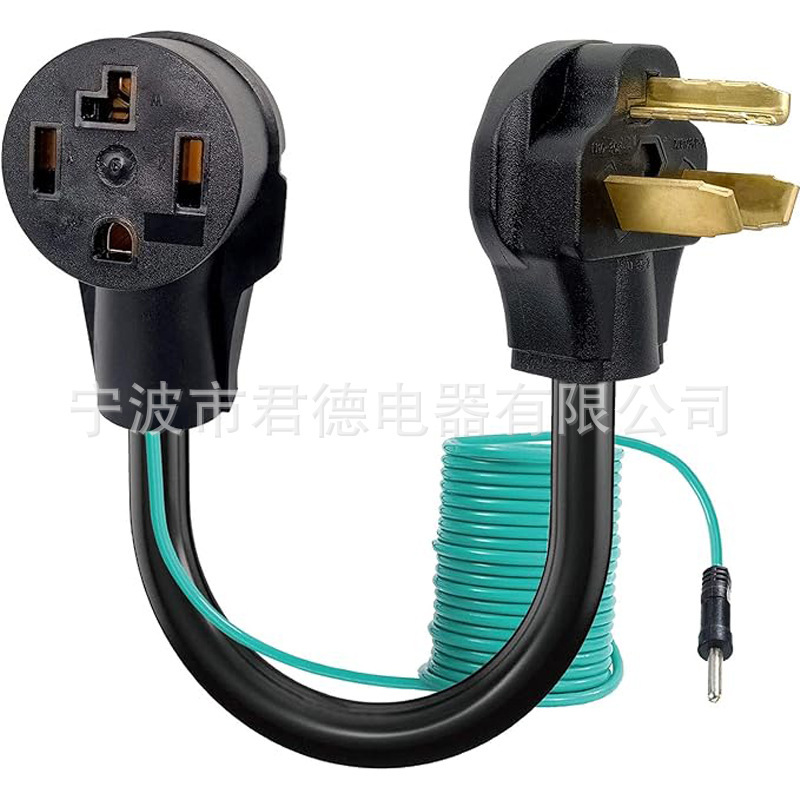 Dryer adapter cable converts 4-prong dryer plug to 3-prong wall socket with safety grounding wire Dryer adapter cable converts 4-prong dryer plug to 3-prong wall socket with safety grounding wire