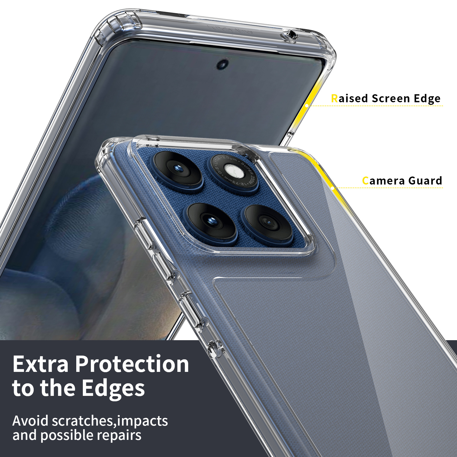 Aplicable a Moto Edge 60 anti-rañazos transparente dos en uno caso de teléfono acrílico contra caídas fábrica de cubierta