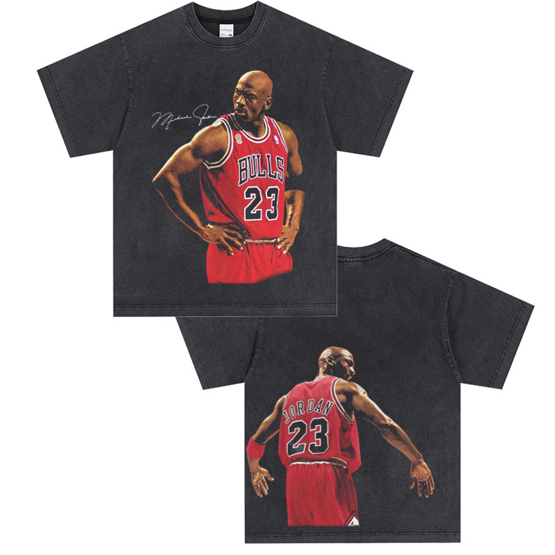 200g Fabric Cotton T European Code Jordna Tee Michael Dancho MJ Bulls American Casual