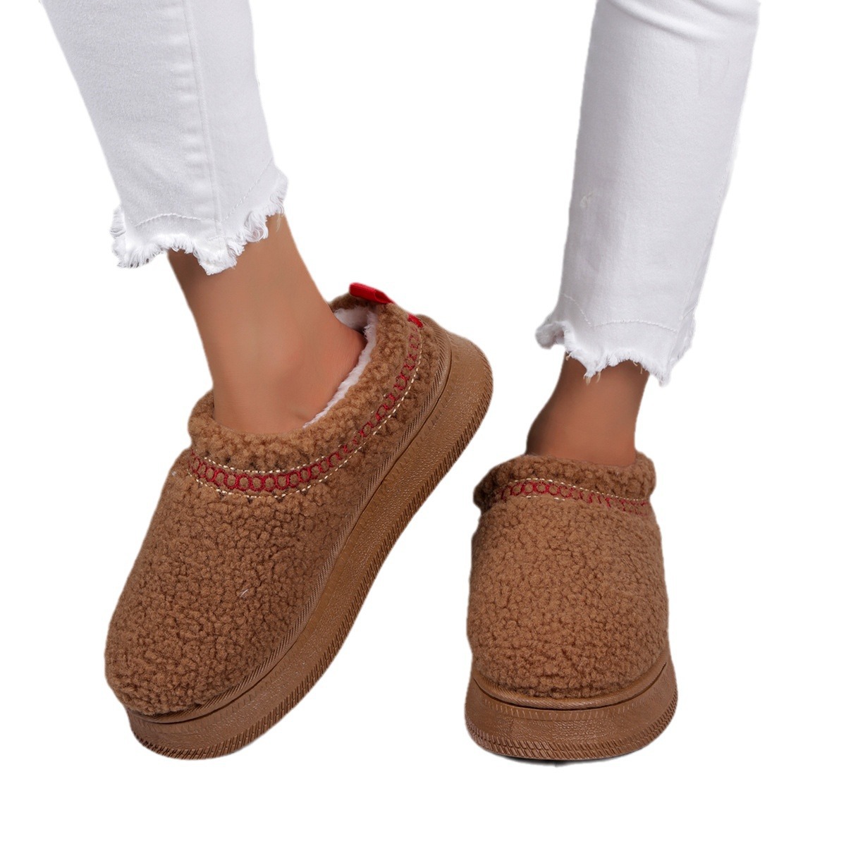 Új, bolyhos, vastag, meleg pamutcipő, lezser, százszorszép, vastag talpú, növelt könnyű női cipő._voghion.com