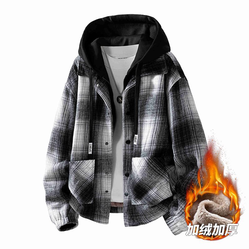 Mk9905 Autumn and Winter New Style Fleece-Lined Thickened Couple's Style College Style American High Street Retro Hooded Jacket for Men