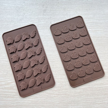现货 24连4组不同形状树叶爱心硅胶巧克力模 翻糖片蕾丝模diy模具