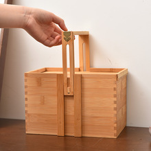 手提禮盒 復古抽拉木盒食品飯菜收納盒 中式餐具盒儲物盒