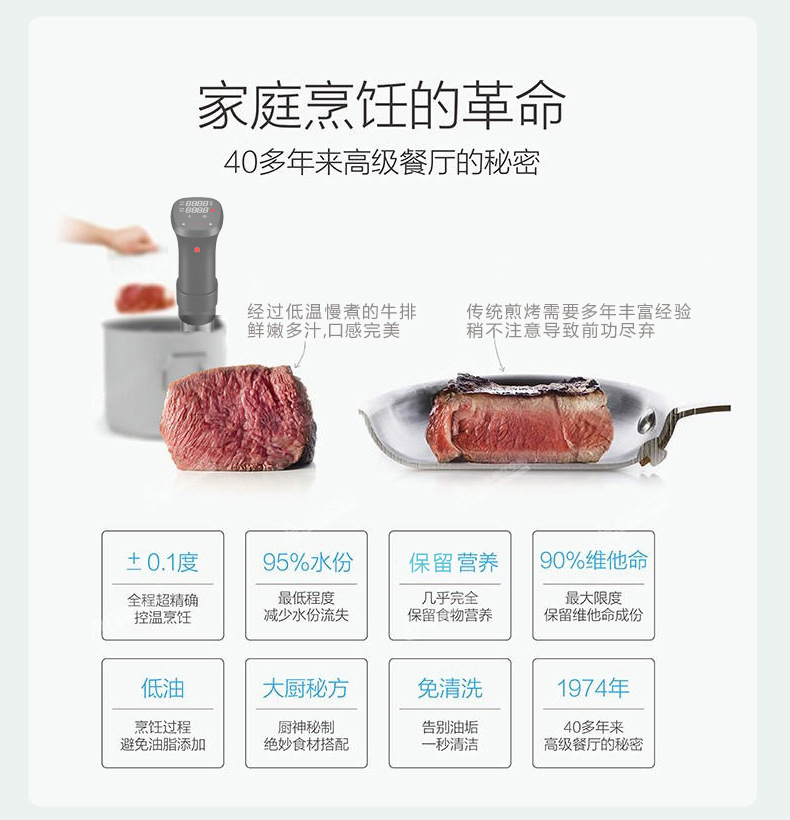 低温慢煮机Sous Vide家商用牛排真空慢煮棒舒肥机 Cooker stick-阿里巴巴
