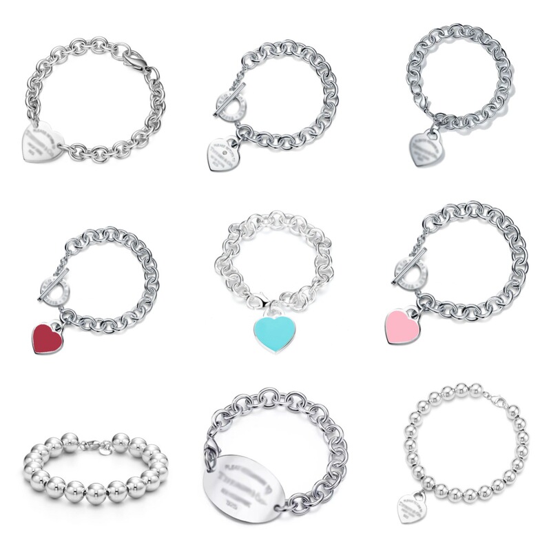 Classic T Home Heart Brand New Style Diamond Love Pendant TO Buckle Bracelet Fashion Classic Heart-Shaped Bracelet Factory Straight