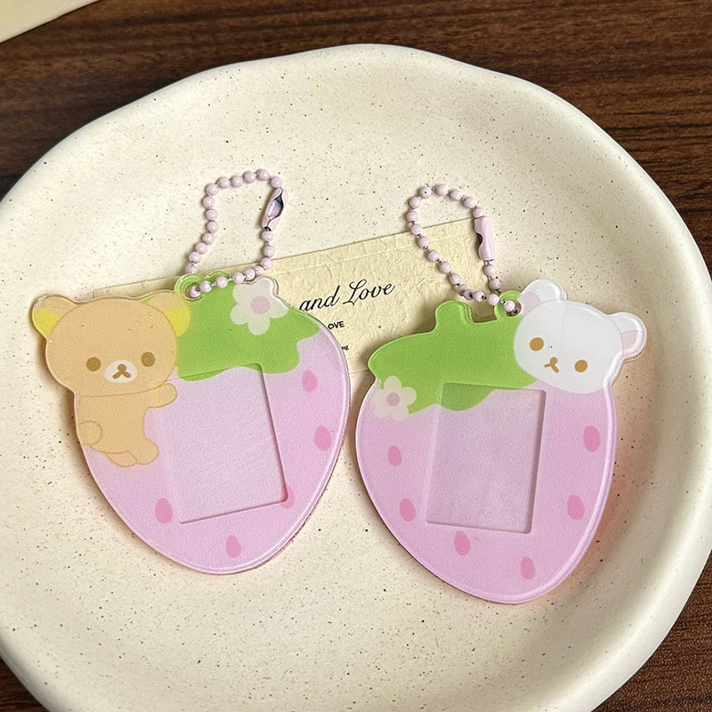 New Korean-Style Strawberry Bear Cartoon Acrylic Keychain That Can Hold Photos 1inch Id Photo Frame Pendant New Korean-Style Strawberry Bear Cartoon Acrylic Keychain That Can Hold Photos 1inch Id Photo Frame Pendant