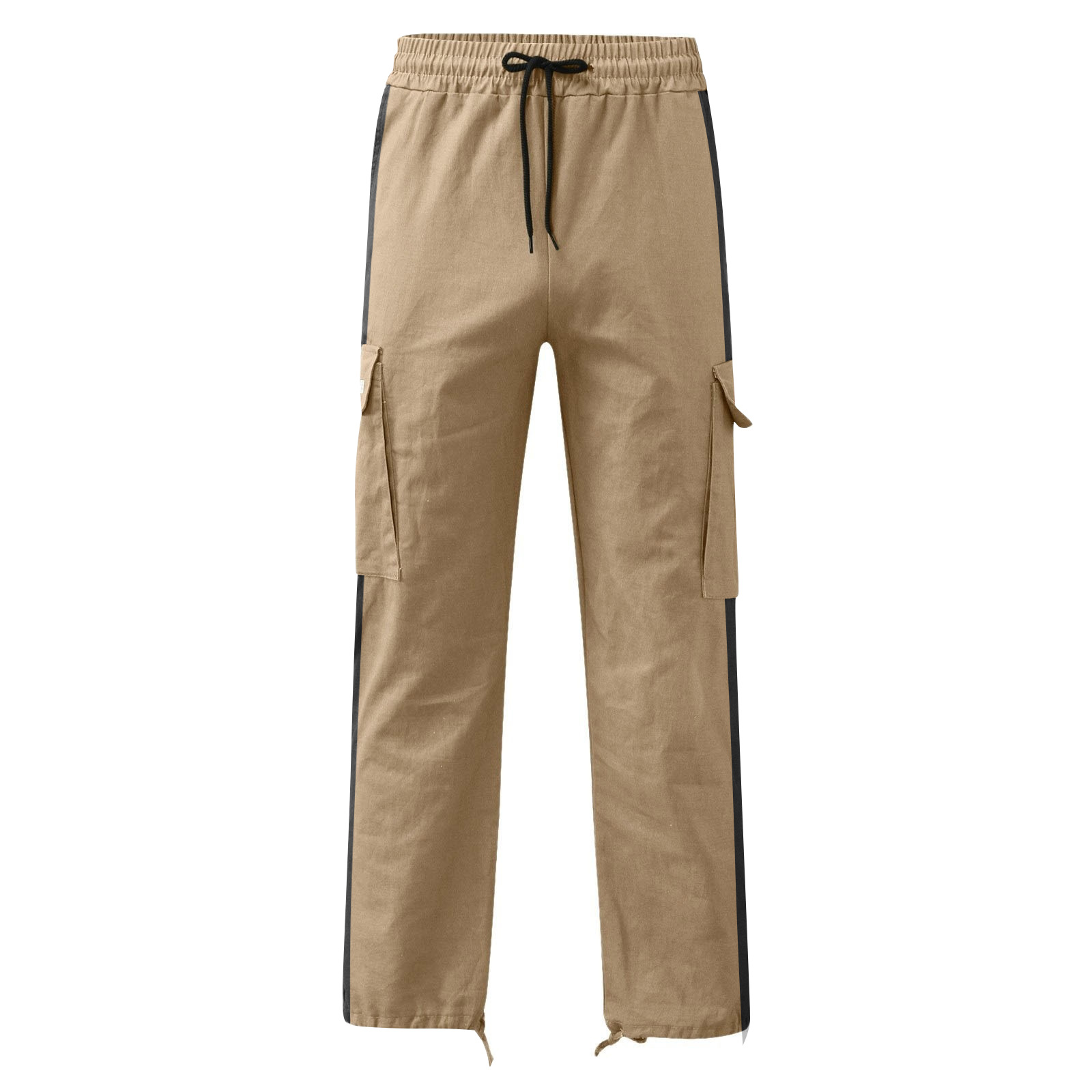 2023 Spring Autumn New Men's Work Pants European Drawstring Multi-Pocket Contrast Color Trousers for Men_voghion.com