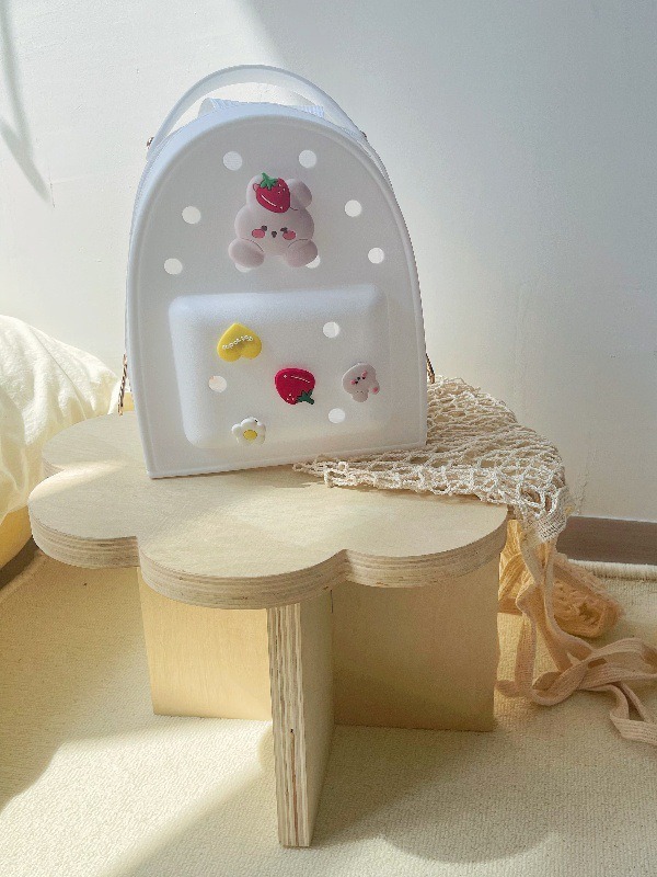 caricatura coreana de silicona lindo animal gelatina mochila para niños bolsas de playa sello caramelo agujero mochila