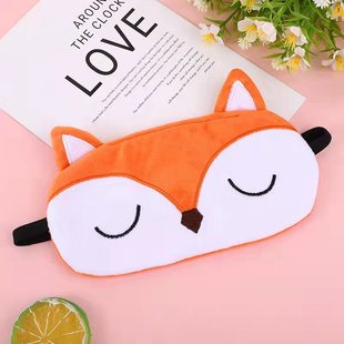 Orange Fox Eye Mask, Gentle Light Blocking, Non-Pressing on the Eyes, Cartoon Pattern, Double-Sided Plush Embroidery, Trendy Ins-Style Eye Mask