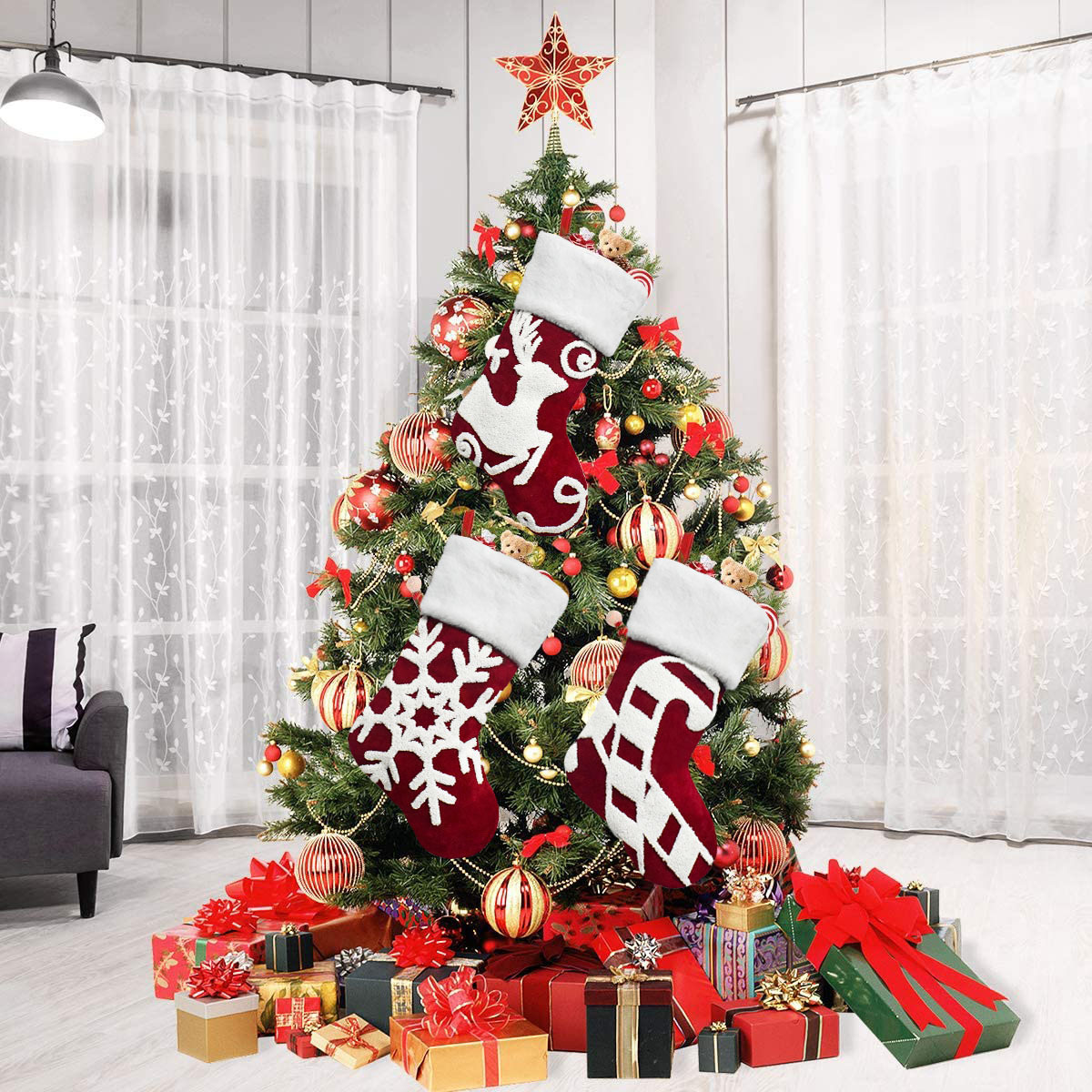 Party Occasion Polyester Material Christmas Cute Snowflake Elk Polyester Party Christmas Socks