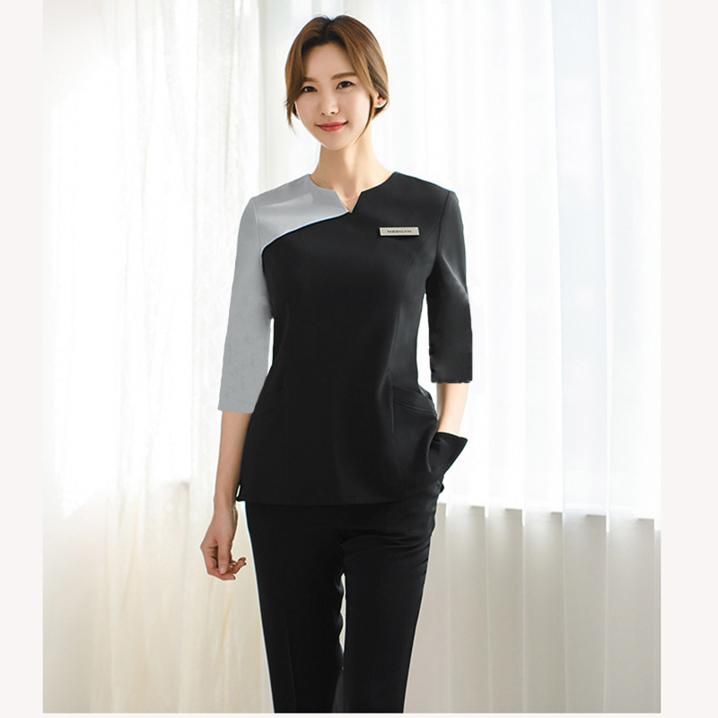 新款美容院美容师工作服韩式皮肤管理SPA养生纹绣美甲师技师服套