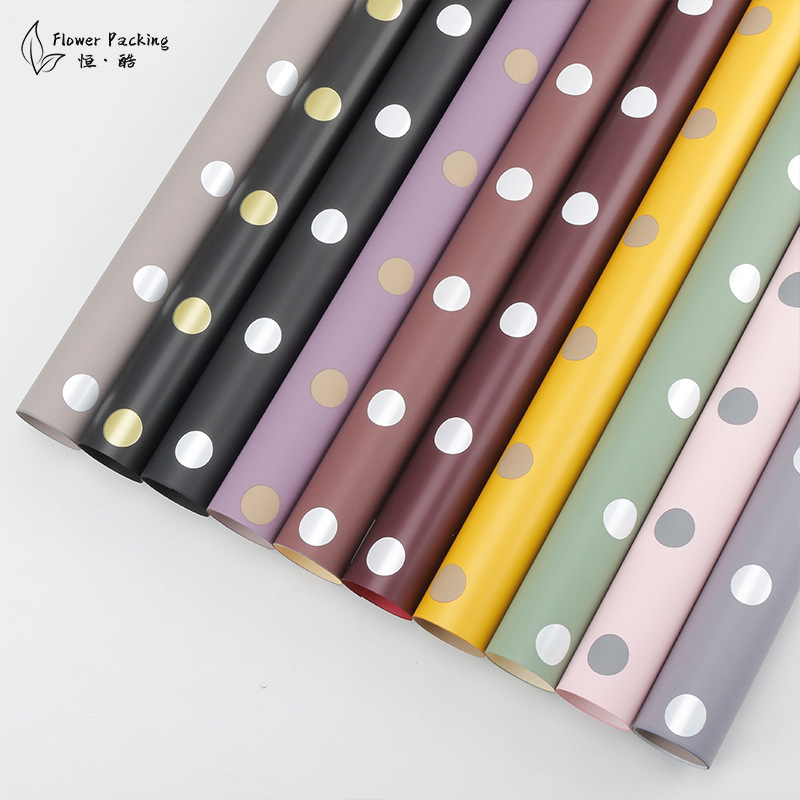 圆点包花纸鲜花包装韩式花艺花店包花材料用品防水新款波点欧雅纸
