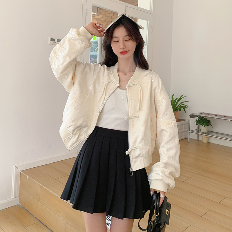新中式国风白色棒球服女春秋2025新款独特小众高级超好看短款外套|undefined