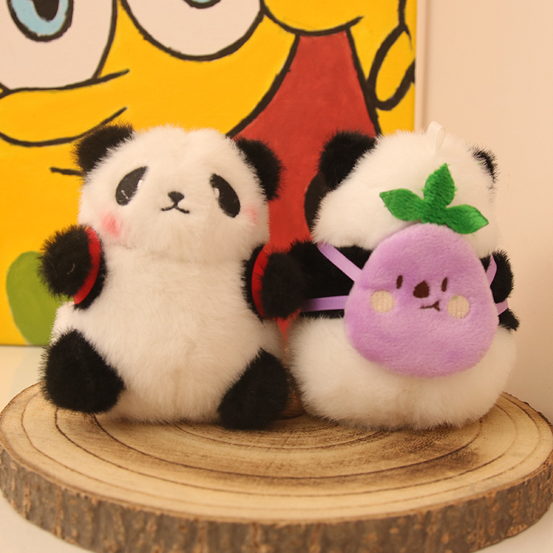 Linda muñeca panda pequeña muñeca de peluche colgante llavero mochila joyería muñeca de juguete regalo de cumpleaños al por mayor